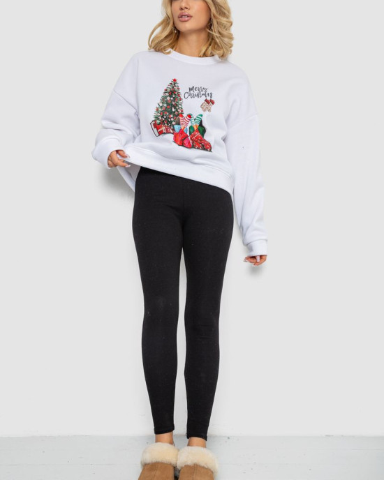 Батник жіночий на флісі з новорічним принтом 241R4002