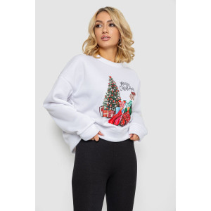 Батник жіночий на флісі з новорічним принтом 241R4002