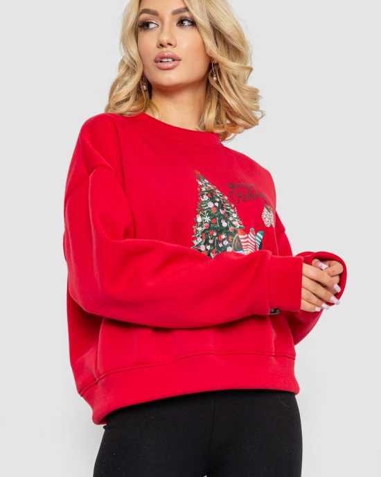 Батник женский на флисе с новогодним принтом 241R4002