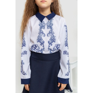 Блуза для девочек нарядная 172R026_Сине-белый