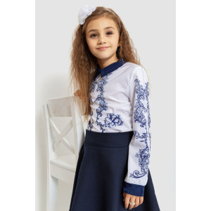 Блуза для девочек нарядная 172R026_Сине-белый