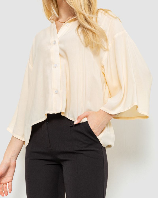 Блуза классическая однтонная 102R332-3_Светло-бежевый